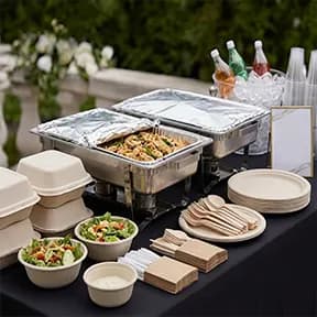 Aluminium containers and trays used for catering