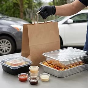 Containers and clamshells for takeaway and delivery orders